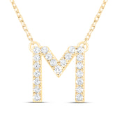 1/4CTW-DIA ANA M INITIAL "M" FASHION NECKLACE (16 INCH)